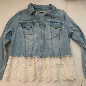 Blue jean jacket with lace